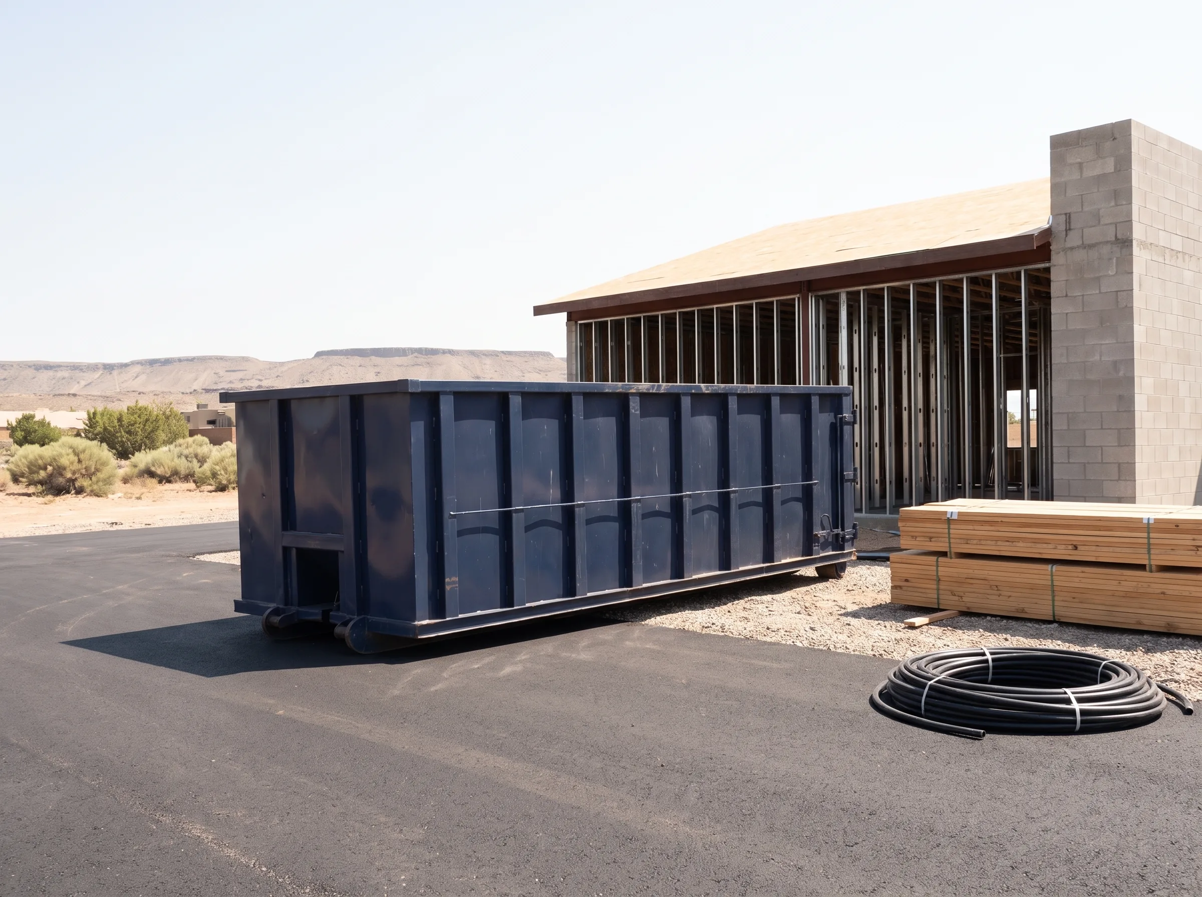 Roll-off dumpster being loaded in Anthony, NM